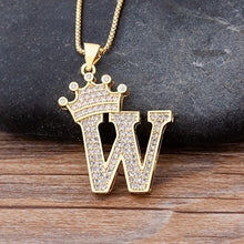 Load image into Gallery viewer, New Luxury A-Z Crown Alphabet Pendant Chain Necklace - Boldstreetwear
